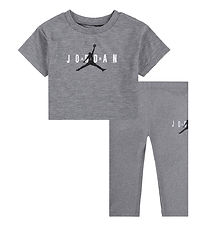 Jordan T-Shirt/Leggings - Grijs Gevlekt m. Logo