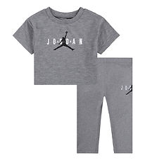 Jordan T-shirt/Leggings - Grey Melange w. Logo