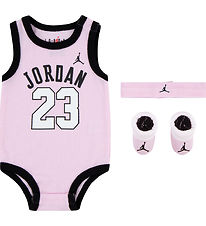 Jordan Gift Box - Booties/Headband/Bodysuit Sleeveless - Pink Fo