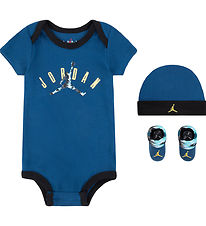 Jordan Gift Box - Booties/Beanie/Bodysuit s/s - Sky Blue/Black w