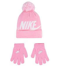 Nike Mössa/Handskar - Stickad - Rosa m. Vit