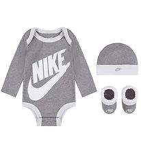 Nike Gjafabox - Sokkaskór/Húfa/Samfella L/æ - Brúnn/Hvítur