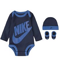 Nike Gift Box - Booties/Beanie/Bodysuit l/s- Midnight Navy/Blue