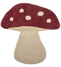 Bloomingville Mini Rug - Wool - 90x85 cm - Mushroom - Red