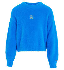 Tommy Hilfiger Pusero - Neulottu - Monogrammi Soft - Cerulean Aq