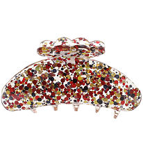By Stær Hárklemma - Asta - 10x5 cm - Confetti Rautt/Gull