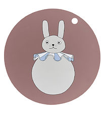 OYOY Ruokailualusta - Silikoni - Rabbit Pompom - Clay