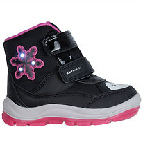 Geox Bottes d'Hiver av. Clair - Tex - Flanfil - Noir/Rose av. Fl