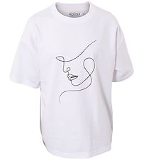 Hound Stuttermabolur - Oversized - White M. Prentað