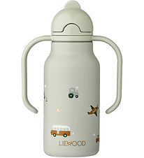 Liewood Water Bottle - 250 mL - Kimmie - Vehicles/Dove Blue