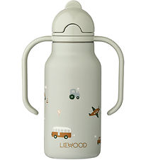 Liewood Water Bottle - Kimmie - Vehicles/Dove Blue