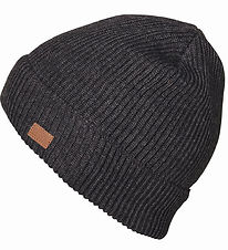 Melton Beanie - Wool - Rib - Dark Grey Melange