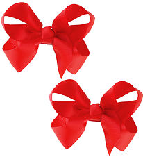By Str Bow Hair Clip - 2-Pack - Classic - 8 cm - Poppy red