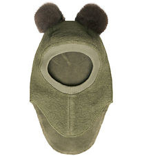 Huttelihut Balaclava - Wool/Cotton - 2-layer - BIG Bear - Green