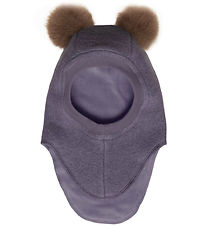 Huttelihut Balaclava - Wool/Cotton - 2-layer - BIG Bear - Purple