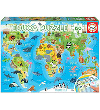 Educa Puzzle - World Map Animals - 150 Briques