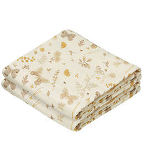 Cam Cam Wikkeldoek - 120x120 cm - Beige m. Bladen/Vlinders