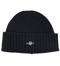 GANT Beanie - Wool/Cotton - Shield - Black