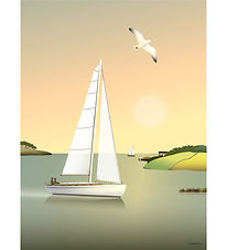 Vissevasse Veggspjald - 30x40 cm - Sailboat