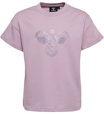 Hummel T-shirt - Cropped - hmlLuna - Lavender Mist w. Glitter