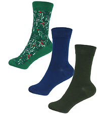 Bjrn Borg Socks - 3-Pack - Blue/Green/Green w. Christmas print