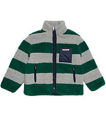 Marni Fleece Jacket w. Lining - Grey Melange/Green Striped w. Na