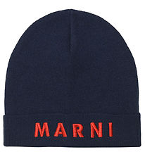 Marni Beanie - Acrylic/Wool - Navy w. Red