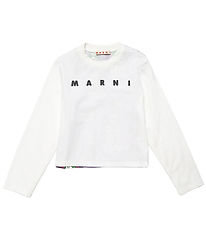 Marni Bluse - Weiß/Grün/Lila m. Blumen