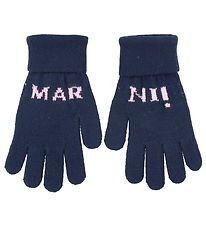 Marni Gloves - Acrylic/Wool - Navy w. Pink