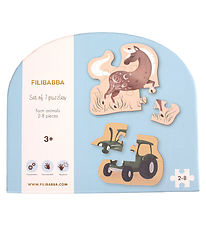 Filibabba Jigsaw Puzzle - 2-8 Bricks - Farm Animals