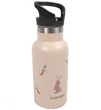 Filibabba Thermo Bottle - Carrot Thief - 350 mL - Beige/Black