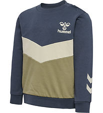 Hummel Sweatshirt - hmlSkye - Ombre Blue m. Damm Militrgrn