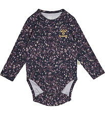 Hummel Bodysuit l/s - hmlFloa - Ombre Blue/Purple w. Flowers