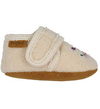 En Fant Slippers - Wool - Sandshell w. Flowers