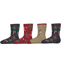 Name It Socks - NmfRichristmas - 4-Pack - Jester Red w. Christma