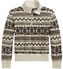 Polo Ralph Lauren Fleece Trui - Holiday - Crme/Bruin m. Patroon