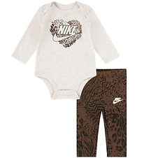 Nike Set - Leggings/Bodysuit l/s - Cacao Wow/Beige Melange w. Pr