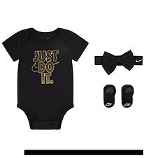 Nike Gift Box - Booties/Headband/Bodysuit s/s - Black w. Gold