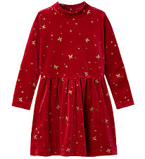 Name It Dress - Velvet - NmfRifly - Jester Red w. Gold Glitter