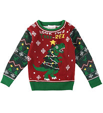 Jule-Sweaters Blouse w. Light - The Tree-Rex Sweater - Red/Green