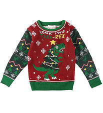 Jule-Sweaters Blouse w. Light - The Tree-Rex Sweater - Red/Green