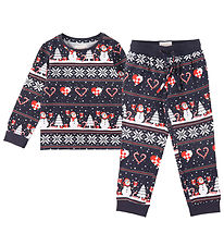 Jule-Sweaters Schlafanzug - Weihnachtsherz-Pyjama - Navy