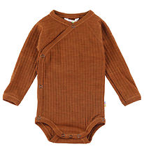 Joha Wrap Bodysuit l/s - Wool - Orange