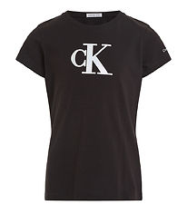Calvin Klein T-Shirt - Metallic Monogramm Slim - Schwarz