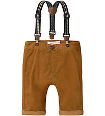 Name It Corduroy Trousers w. Suspenders - NbmBen - Bone Brown