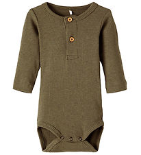 Name It Bodysuit l/s - Noos - Rib - NbmKab - Dusty Olive