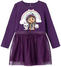 Name It Dress - NmfOrbiri Gabby - Plum Purple w. Glitter