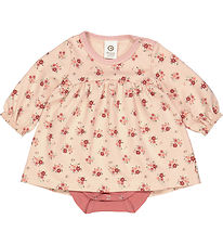 Msli Bodysuit w. Skirt l/s - Dahlia - Rose Sugar w. Flowers