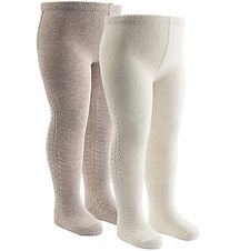 Msli Tights - 2-Pack - Lace - Cream/Beige w. Pointelle