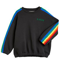 Mini Rodini Sweat-shirt - Rainbow Stripe - Noir
